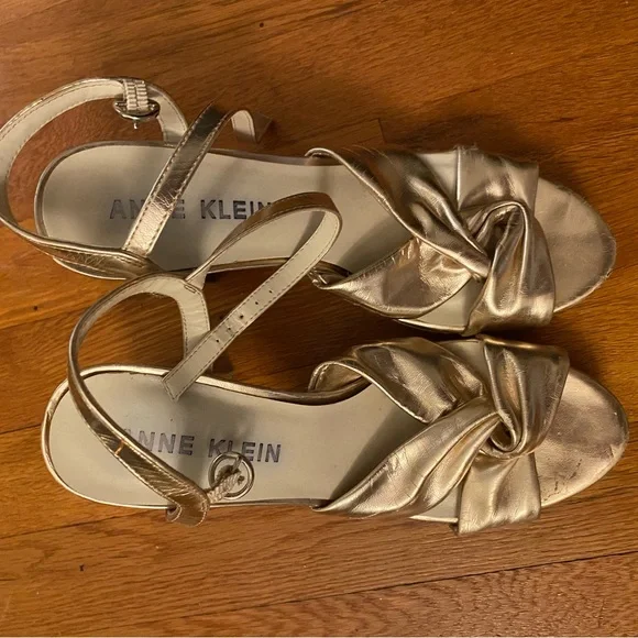 Anne Klein Metallic Gold Valma Sandal - Picture 2 of 2